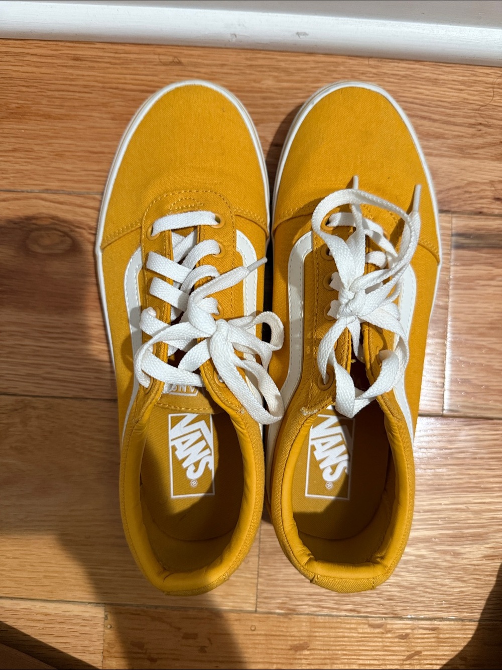 Vans Women’s Yellow Canvas Low-Top Sneakers with White Stripe